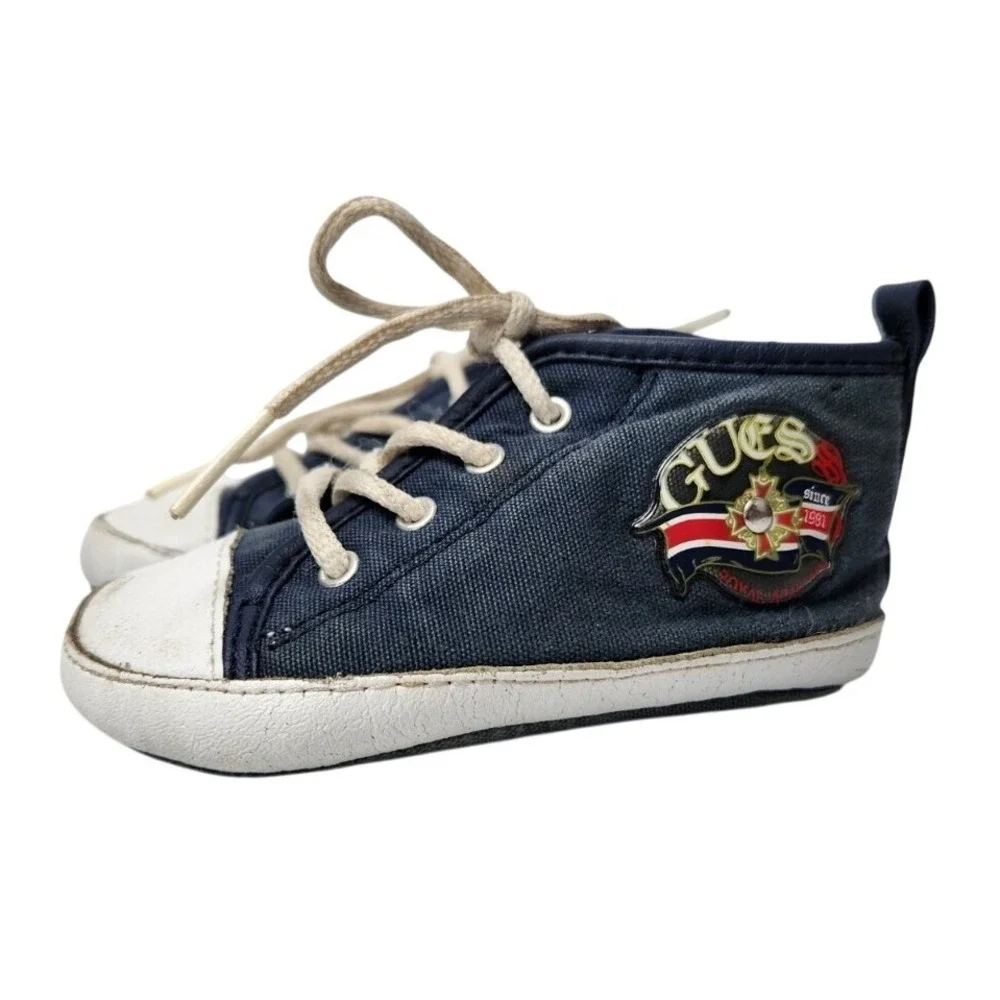 Baby Toddler Guess Denim Hi Top Sneakers Shoes Blue 4‎ Cute Preppy Baby Shower